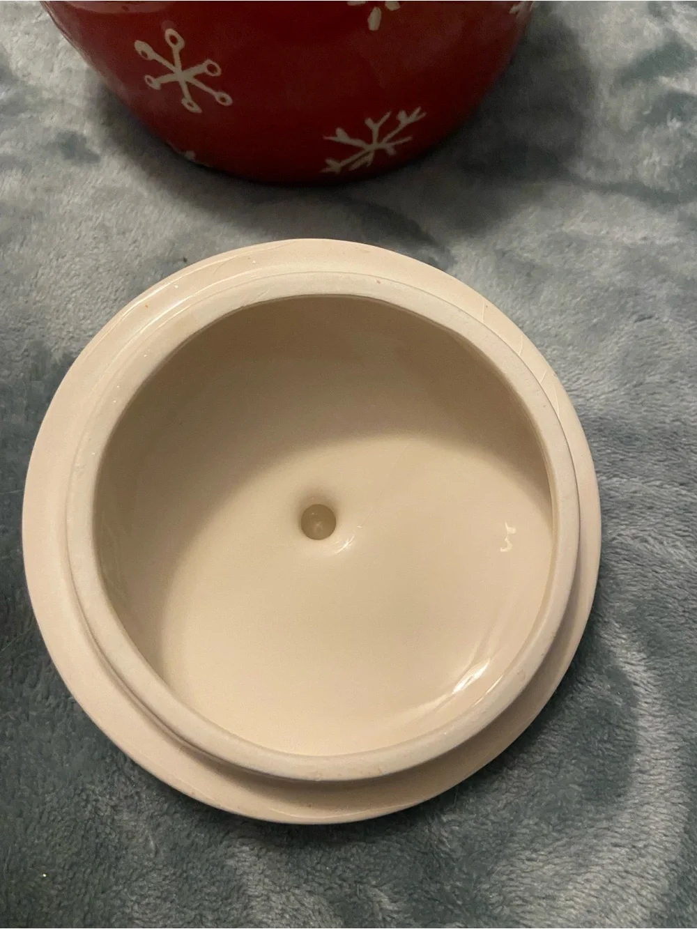 Hallmark Red Snowman Cookie Jar with Cream Lid
